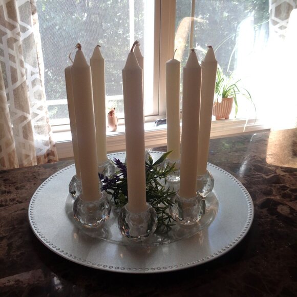 8 Small Glass Candle Holders Round for Taper Candlestick Holders Elegant - Picture 8 of 12